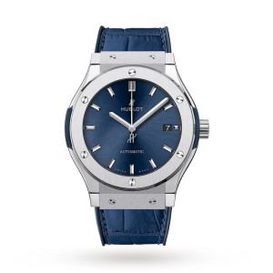 Hublot Classic Fusion Men Automatic Blue Leather Watch 511.NX.7170.LR