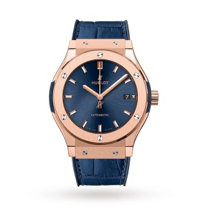 Hublot Classic Fusion Men Automatic Blue Leather Watch 511.OX.7180.LR