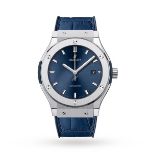 Hublot Classic Fusion Men Automatic Blue Leather Watch 542.NX.7170.LR