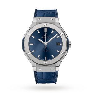 Hublot Classic Fusion Men Automatic Blue Leather Watch 565.NX.7170.LR