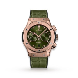 Hublot Classic Fusion Men Automatic Green Alligator Watch 521.OX.8980.LR