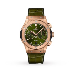 Hublot Classic Fusion Men Automatic Green Alligator Watch 541.OX.8980.LR