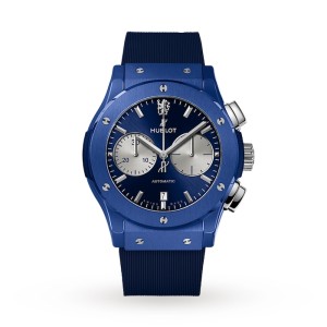 Hublot Classic Fusion Men Automatic Blue Rubber Watch 521.EX.7179.RX.CFC19