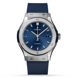 Hublot Classic Fusion Men Automatic Blue Rubber Watch 542.NX.7170.RX