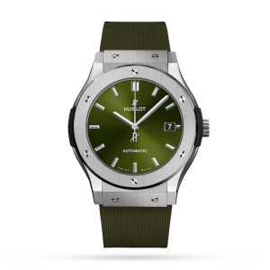 Hublot Classic Fusion Men Automatic Green Rubber Watch 511.NX.8970.RX