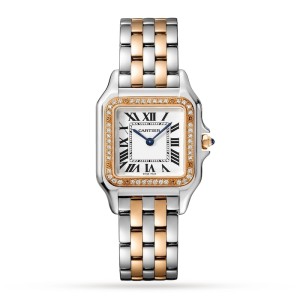 Cartier Panthère de Cartier Women Quartz Silver 18ct Rose Gold Watch W3PN0007