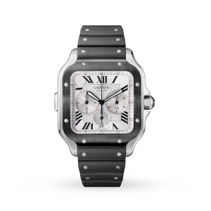 Cartier Santos de Cartier Men Automatic Silver Rubber Watch WSSA0017
