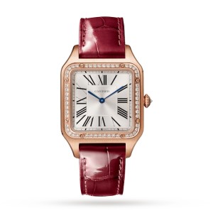 Cartier Santos-Dumont Men Quartz Silver Leather Watch WJSA0016