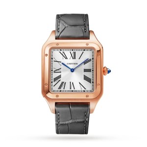 Cartier Santos-Dumont Men Automatic Silver 18ct Rose Gold Watch WGSA0032