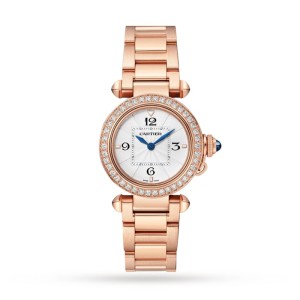 Cartier Pasha de Cartier Women Quartz Silver 18ct Rose Gold Watch WJPA0018