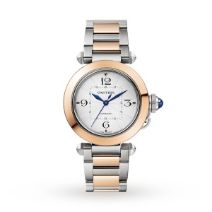 Cartier Pasha de Cartier Women Automatic Silver Stainless Steel & 18ct Rose Gold Watch W2PA0008