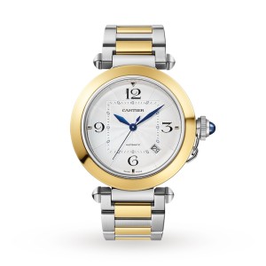 Cartier Pasha de Cartier Men Automatic Silver Stainless Steel & 18ct Yellow Gold Watch W2PA0009