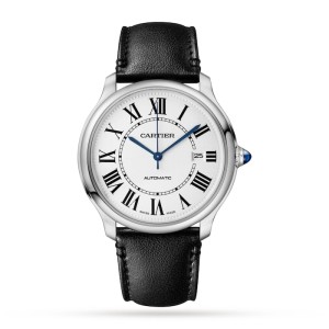Cartier Ronde Must Men Quartz Silver Calf Watch WSRN0032