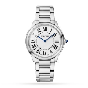 Cartier Ronde Must Men Quartz Silver Stainless Steel Watch WSRN0034