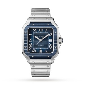 Cartier Santos de Cartier Men Automatic Blue Stainless Steel Watch WSSA0048