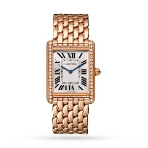 Cartier Tank Louis Cartier Women Automatic Silver 18ct Rose Gold Watch WJTA0021
