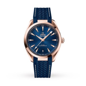 Omega Seamaster Aqua Terra Men Automatic Blue 18ct Rose Gold Watch O22052412103001