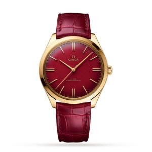 Omega De Ville Men Automatic Red Leather Watch O43553402111001