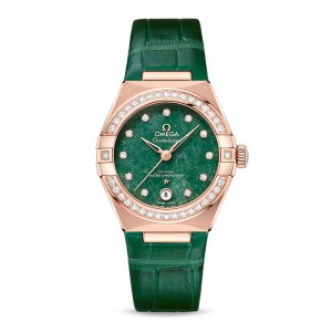 Omega Constellation Women Automatic Green Leather Watch O13158292099004