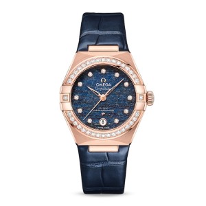 Omega Constellation Women Automatic Blue Leather Watch O13158292099006