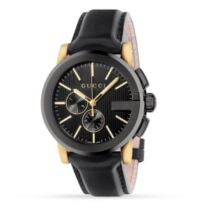 GG G-Chrono Men Quartz Black Leather Watch YA101203