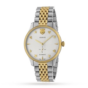 GG G-Timeless Men Automatic White Stainless Steel & PVD Yellow Gold Watch YA126356