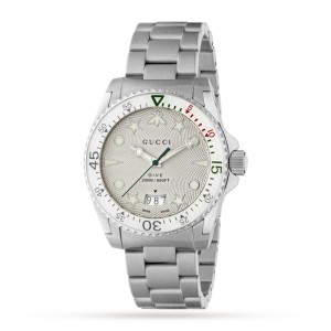 GG Gucci Dive Unisex Quartz Grey Stainless Steel Watch YA136336