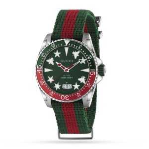 GG Gucci Dive Unisex Quartz Green Fabric Watch YA136339