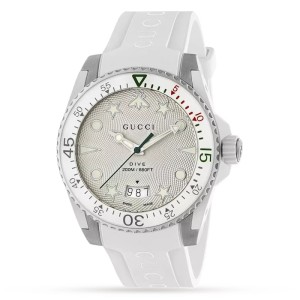 GG Gucci Dive Unisex Quartz Grey Rubber Watch YA136337