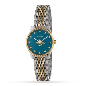 GG G-Timeless Women Quartz Blue Stainless Steel & Yellow Gold PVD Watch YA1265029