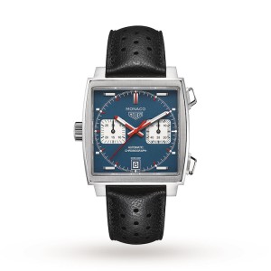 TAG Heuer Monaco Men Automatic Blue Leather Watch CAW211P.FC6356