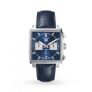 TAG Heuer Monaco Men Automatic Blue Leather Watch CBL2111.FC6453