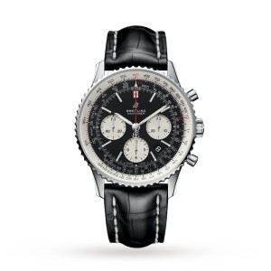 Breitling Navitimer Men Automatic Black Leather Watch AB0121211B1P1