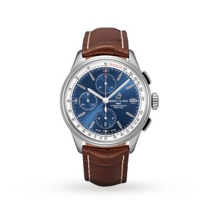 Breitling Premier Men Automatic Blue Crocodile Watch A13315351C1P1