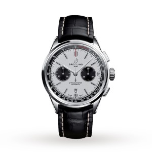 Breitling Premier Men Automatic Black Crocodile Watch AB0118221G1P1