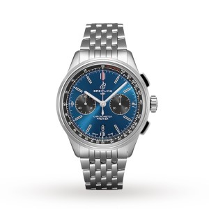 Breitling Premier Men Automatic Blue Stainless Steel Watch AB0118A61C1A1