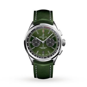 Breitling Premier Bentley Men Automatic Green Leather Watch AB0118A11L1X1