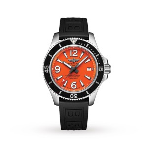 Breitling Superocean Men Automatic Orange Rubber Watch A17366D71O1S1
