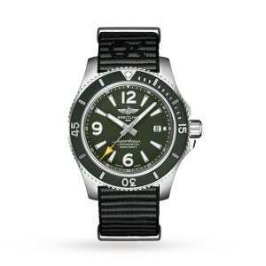 Breitling Superocean Men Automatic Green Nylon Watch A17367A11L1W1