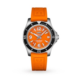Breitling Superocean Women Automatic Orange Rubber Watch A17316D71O1S1