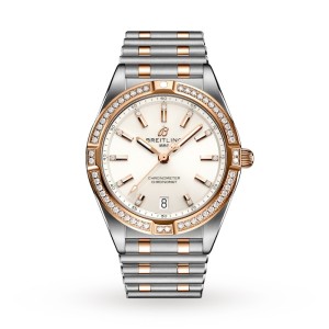 Breitling Chronomat Women Quartz Silver Stainless Steel & 18ct Rose Gold Watch U77310591A1U1
