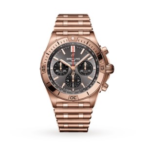 Breitling Chronomat Men Automatic Grey 18ct Rose Gold Watch RB0134101B1R1