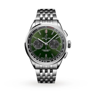 Breitling Premier Men Automatic Green Stainless Steel Watch AB0118221L1A1