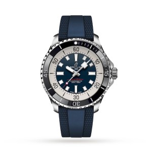 Breitling Superocean Men Automatic Blue Rubber Watch A17376211C1S1