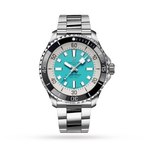 Breitling Superocean Men Automatic Turquoise Stainless Steel Watch A17376211L2A1