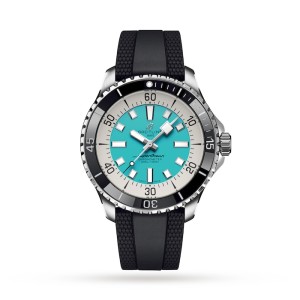 Breitling Superocean Men Automatic Turquoise Rubber Watch A17376211L2S1