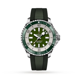 Breitling Superocean Men Automatic Green Rubber Watch A17376A31L1S1