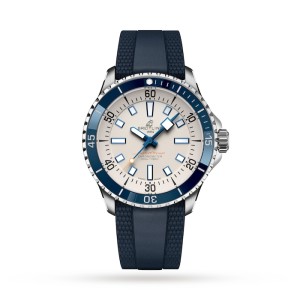 Breitling Superocean Men Automatic Silver Rubber Watch A17375E71G1S1