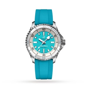 Breitling Superocean Unisex Automatic Turquoise Rubber Watch A17377211C1S1