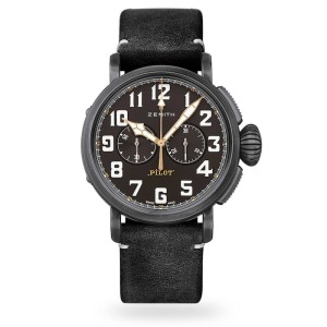 Zenith Pilot Men Automatic Black Calf Watch 11.2432.4069/21.C900